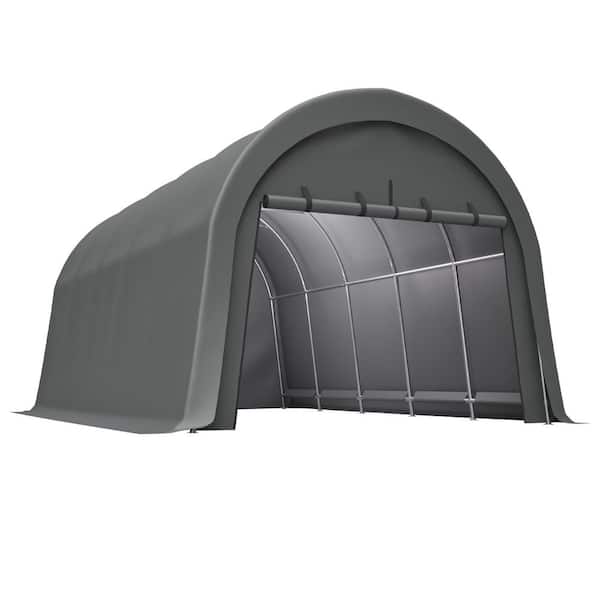 Heavy-Duty 20 ft. W x 12.8 ft. D x 9.78 ft. H Gray Metal Portable Carport Commercial-Grade Steel Frame Portable Garage