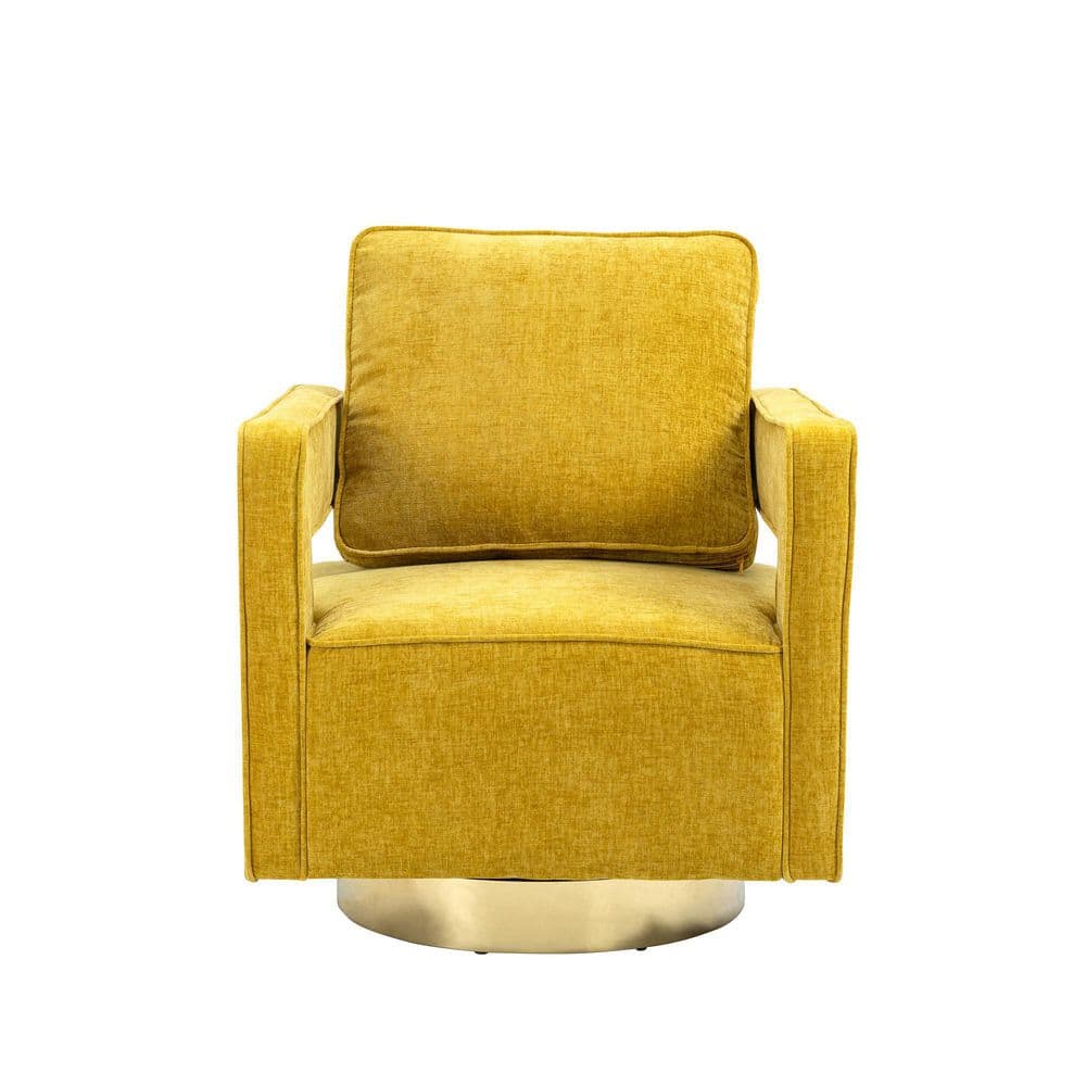 30.7 in. W Mustard Swivel Accent Open Back Chair Modern Comfy Sofa