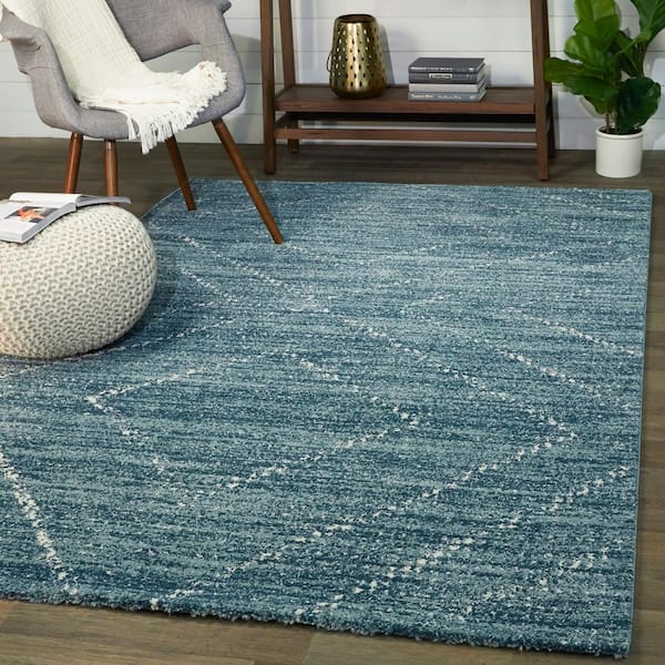 Sienna Blue 9 ft. x 12 ft. Geometric Area Rug