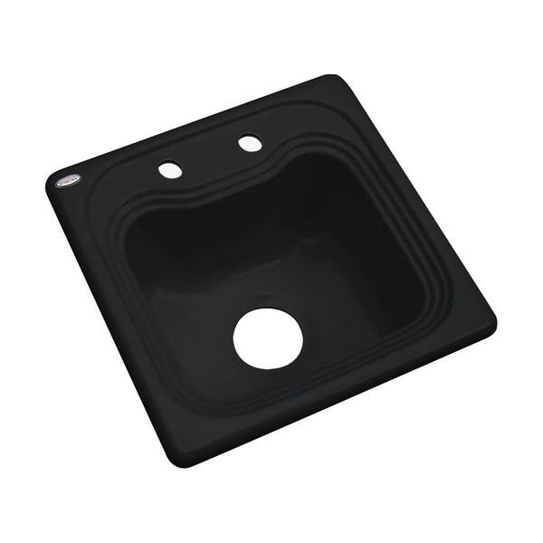 Thermocast Oxford Black Acrylic 16 in. 2-Hole Drop-in Bar Sink