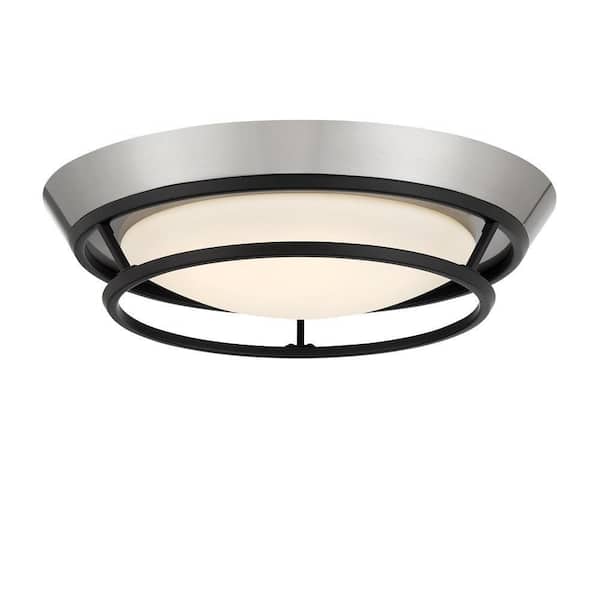 George Kovacs Beam Me Up! 14 in. 1-Light Black and Brushed Nickel LED Flush Mount