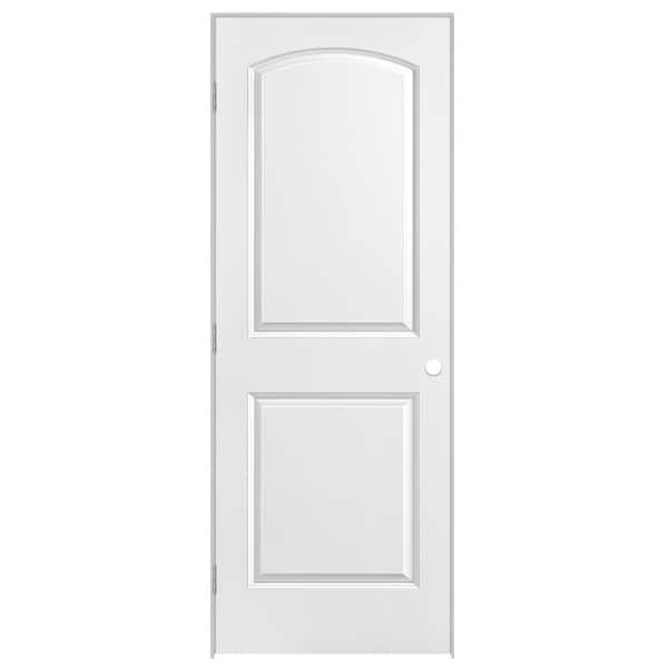 Masonite 30 in. x 80 in. 2 Panel Roman Round Top Right-Handed Hollow-Core Smooth Primed Composite Single Prehung Interior Door