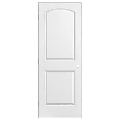 30 in. x 80 in. Roman 2-Panel Round Top Split Jamb Hollow-Core Smooth Primed Composite Single Prehung Interior Door