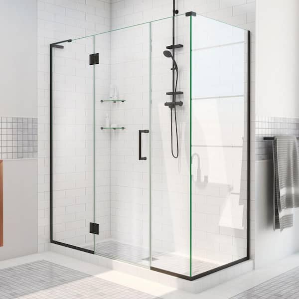 DreamLine Unidoor-X 45.5 in. W x 30-3/8 in. D x 72 in. H Frameless Hinged Shower Enclosure in Matte Black