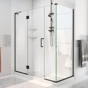 Unidoor-X 46 in. W x 30-3/8 in. D x 72 in. H Frameless Hinged Shower Enclosure in Matte Black