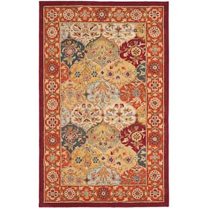 Heritage Multi/Red 5 ft. x 8 ft. Floral Border Geometric Area Rug