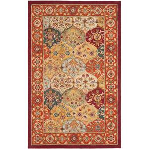 Heritage Multi/Red 8 ft. x 10 ft. Floral Border Geometric Area Rug