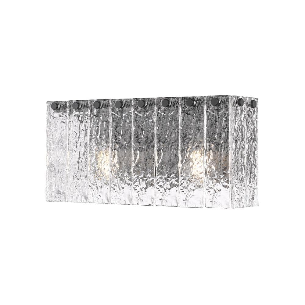 Glacier 15 in. 2 Light Matte Black Vanity Light with Clear Glass Shades