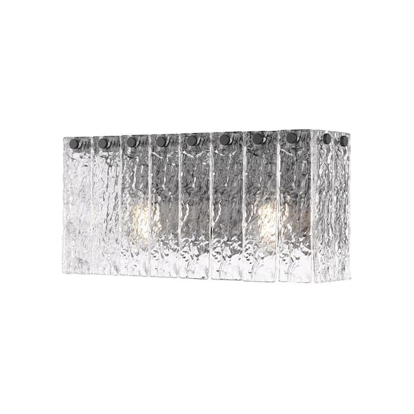 Unbranded Glacier 15 in. 2 Light Matte Black Vanity Light with Clear Glass Shades