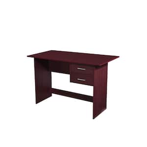 47.24 in. Wide Rectangular Mahogany Wooden with 2-Drawers Writing Desk