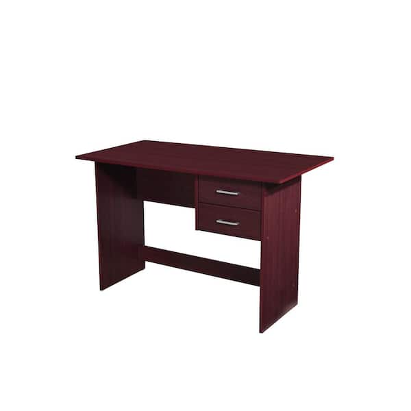 HODEDAH 47.24 in. Wide Rectangular Mahogany Wooden with 2-Drawers Writing Desk