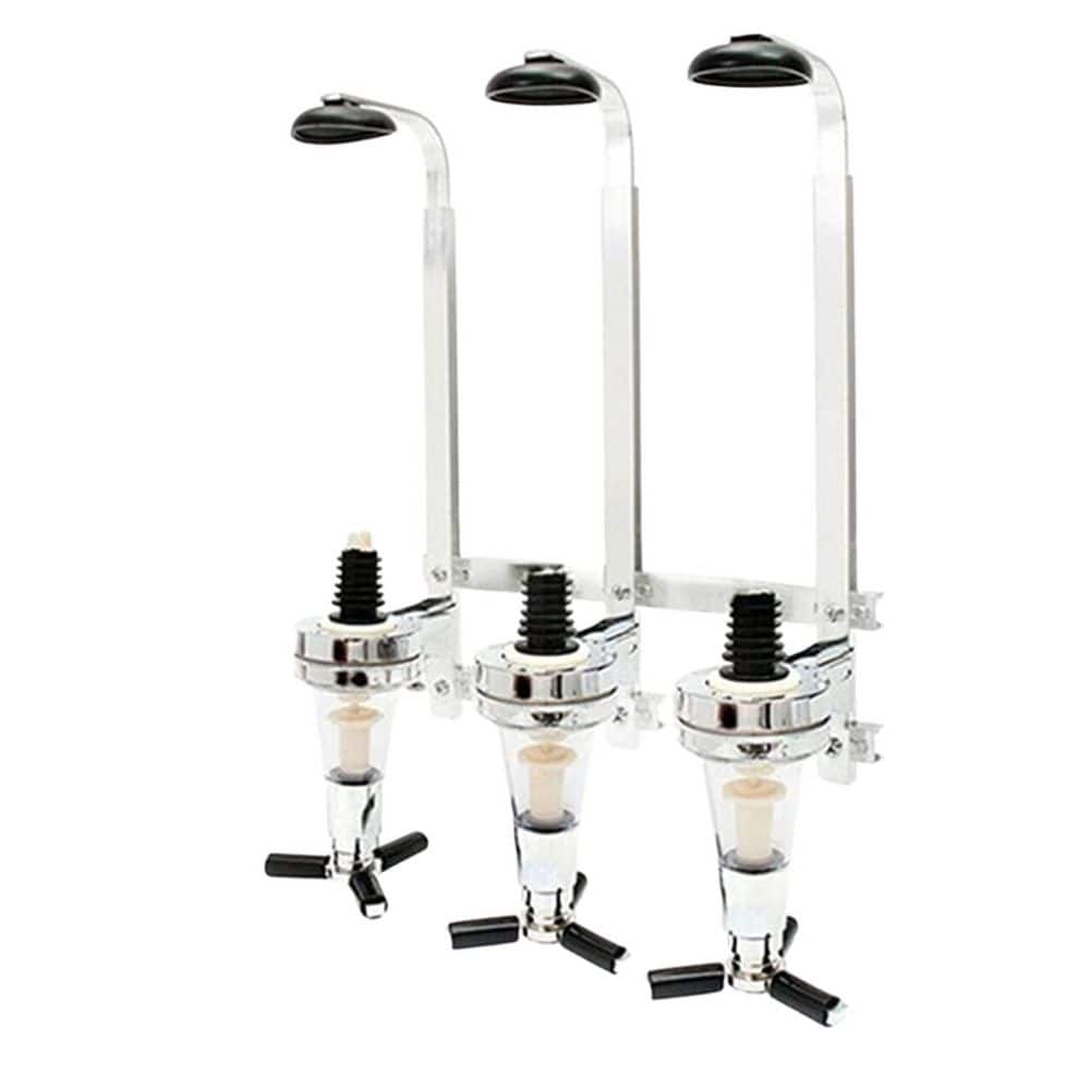 KHKFY Wall-Mounted 3-Bottle Liquor Dispenser Station with Push-Release Valves for Home Bars for Home Kitchen Use