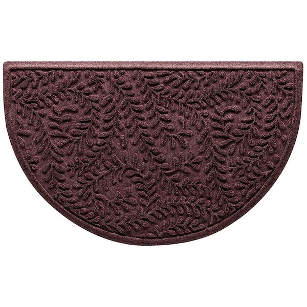 Waterhog Boxwood Bordeaux 24 in. x 39 in. Half Round PET Polyester Indoor Outdoor Doormat