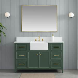 Casey 54 in. W x 22 in. D Bath Vanity in Evergreen with Engineered Stone Vanity Top in Ariston White with White Sink