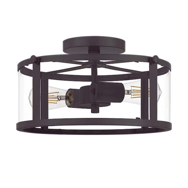 DSI LIGHTING 13 in. 2-Light Espresso Semi-Flush Mount