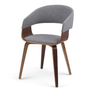 Lowell Light Grey Linen Look Fabric Mid Century Modern Bentwood Dining Chair