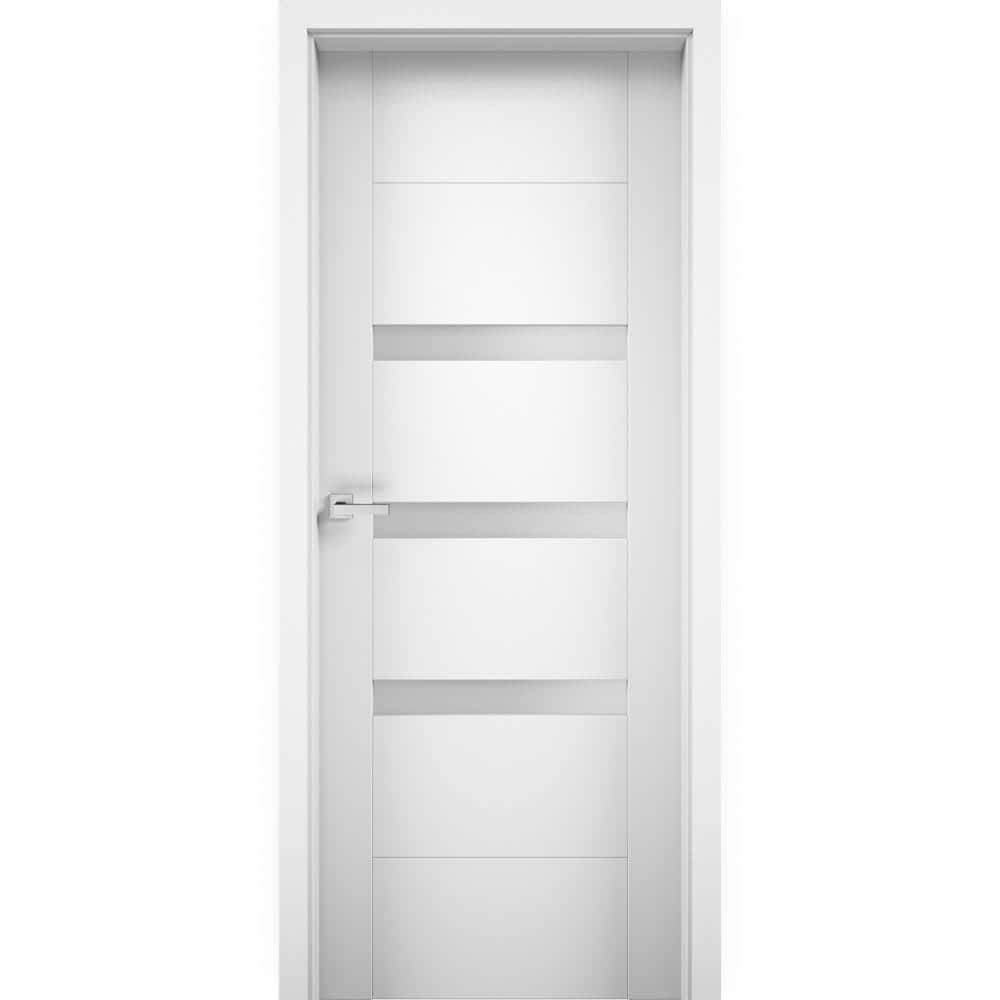 VDOMDOORS 24 in. x 96 in. Single Panel No Bore Frosted Glass White ...