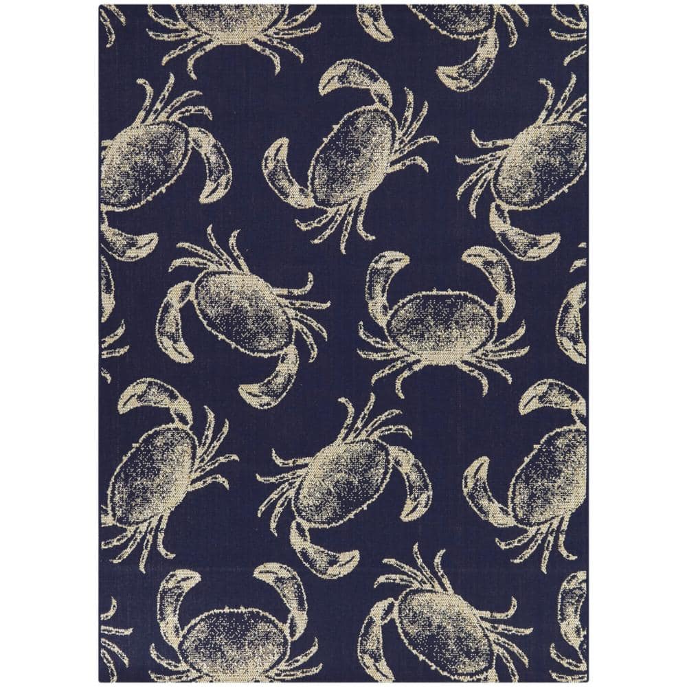 BALTA Sebastiao Navy Blue 8 ft. x 10 ft. Crabs Indoor/Outdoor Area Rug ...