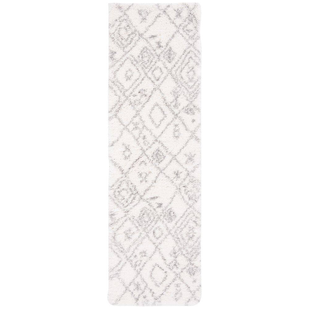 Diamond Runner Rug SAFAVIEH Fontana Shag 2 ft. x 8 ft. Cream/Gray Abstract Diamond Runner ...