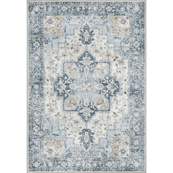 Medallion Blue 6 ft. x 9 ft. Persian Area Rug