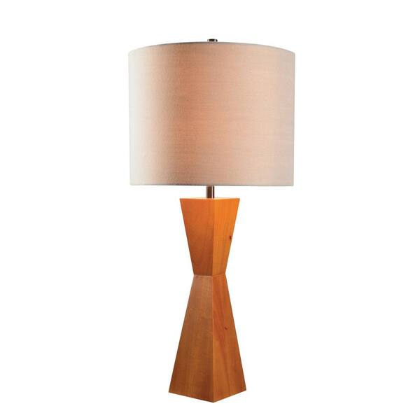 Kenroy Home Sam 30 in. Wood Table Lamp with Tan Shade