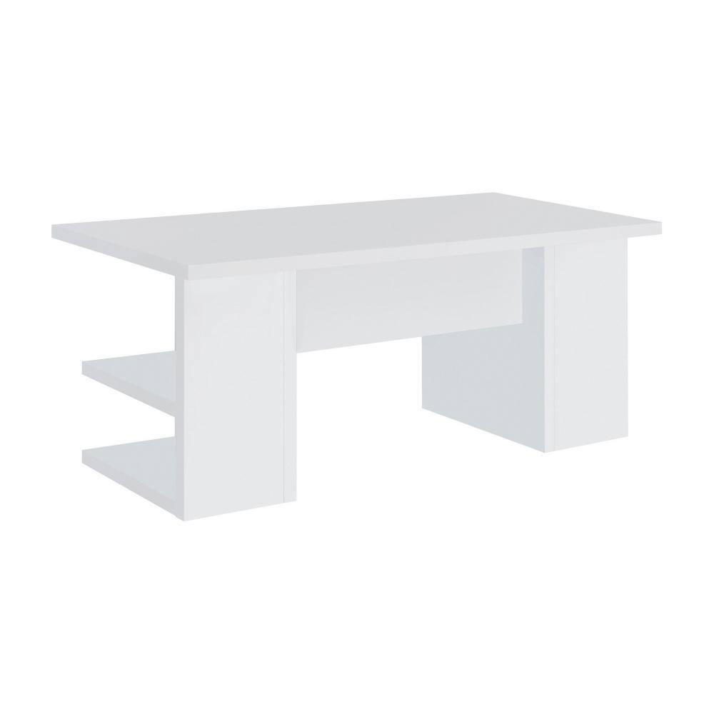 71 Inch White Wood Writing Desk with Drawer and Keyboard Tray