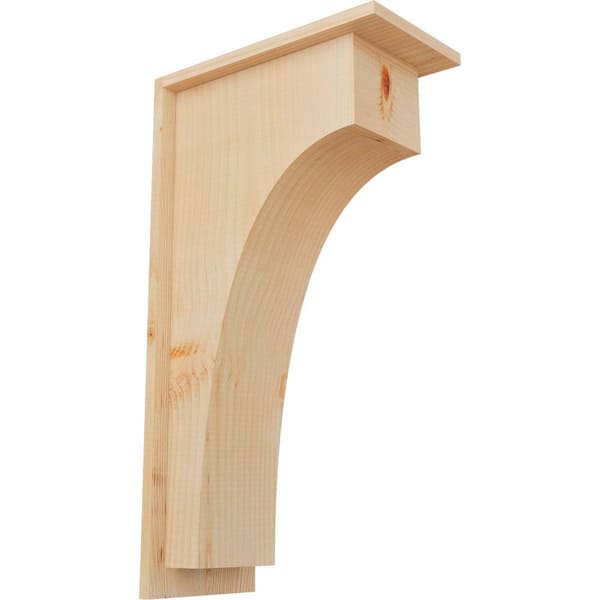 Ekena Millwork 7-1/2 in. x 14 in. x 26 in. Douglas Fir Huntington Smooth Corbel with Backplate