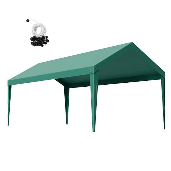 Dark Green 10 x 20 ft. Carport Replacement Canopy, Portable Garage Tent Top Tarp, UV & Waterproof, Frame Not Included