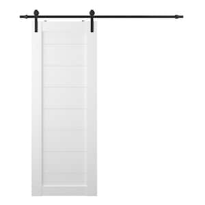 Ermi 28 in. x 80 in. Snow White Wood Composite Sliding Barn Door with Hardware Kit