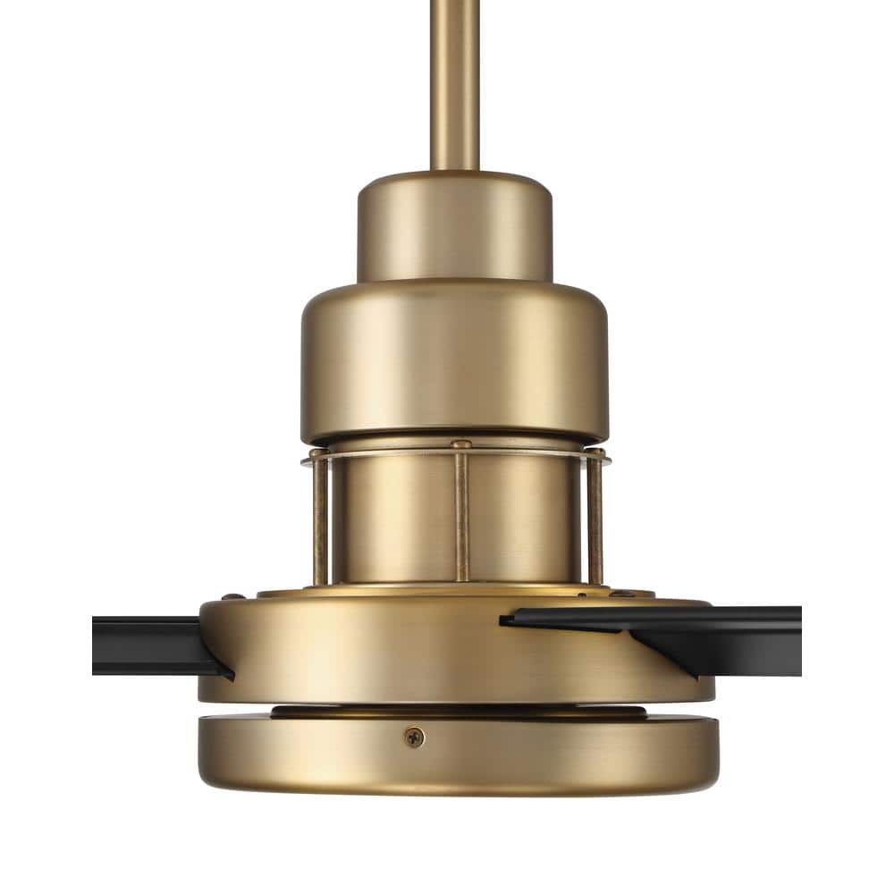 54" Satin Brass and Black Modern Ceiling Fan with Remote