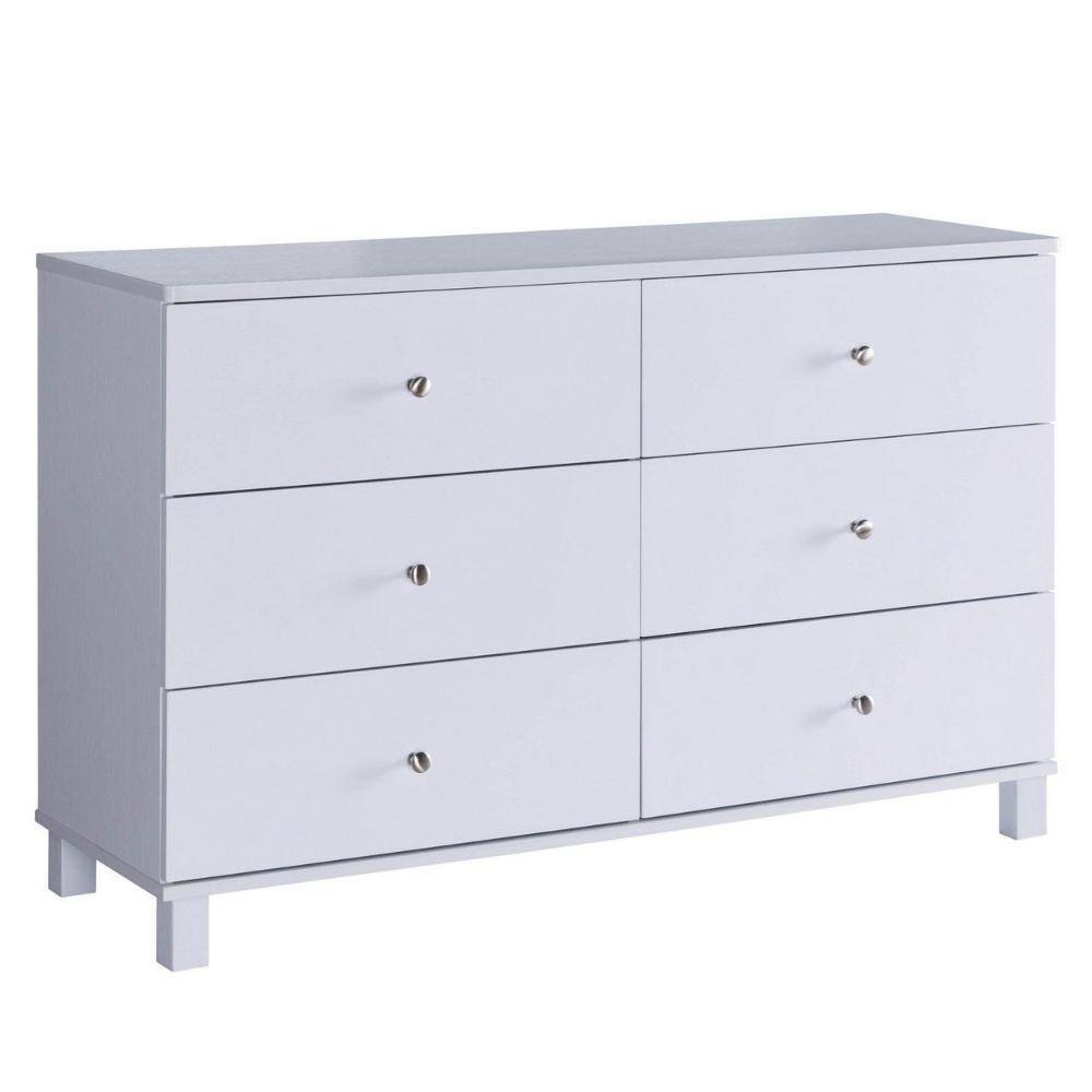 Benjara 15.75 in. White 6Drawer Wooden Dresser Without Mirror BM233521