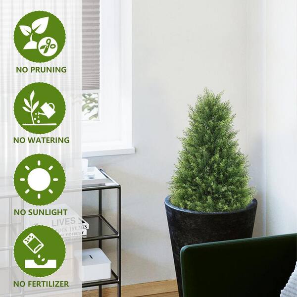 30 in. Artificial Topiary Cedar Trees, Outdoors UV
