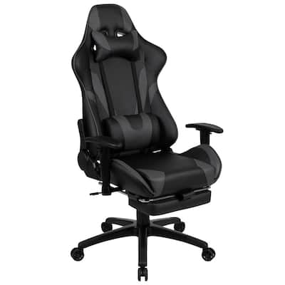 Gray Faux Leather Gaming Chair with Adjustable Arms