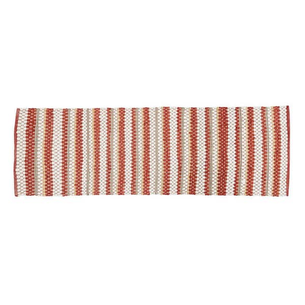 Kingswood Red and Cream Chindi Rag Rug Runner 2 ft. x 6 ft.