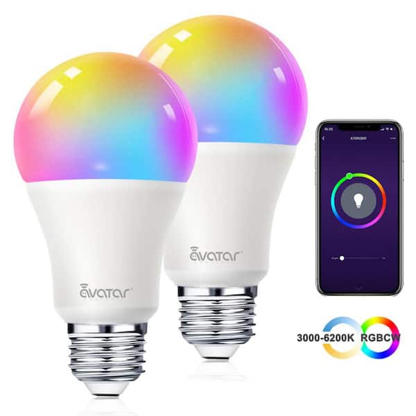 70-Watt Equivalent A19 Dimmable RGBW Smart LED Light Bulb Dimmable WiFi Control (4-Pack)