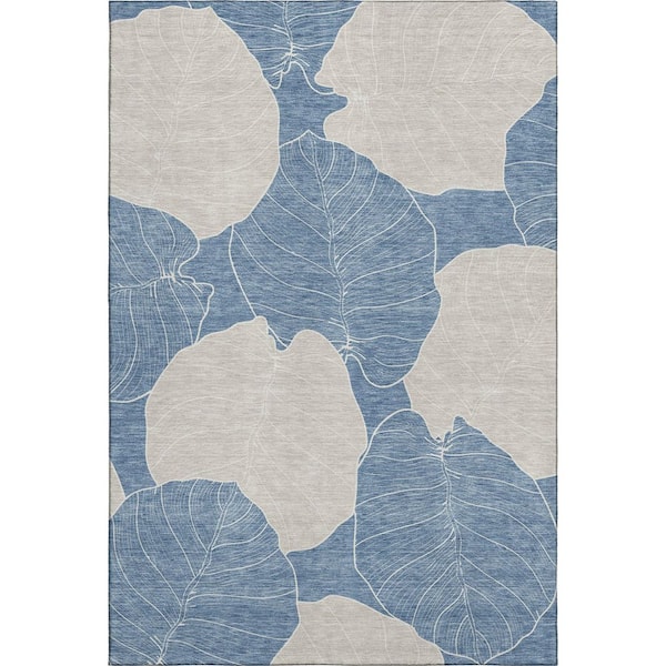 Mayfield Premium Machine Washable Abstract AMF2506 Denim 5 ft. x 7 ft. 6 in. Area Rug