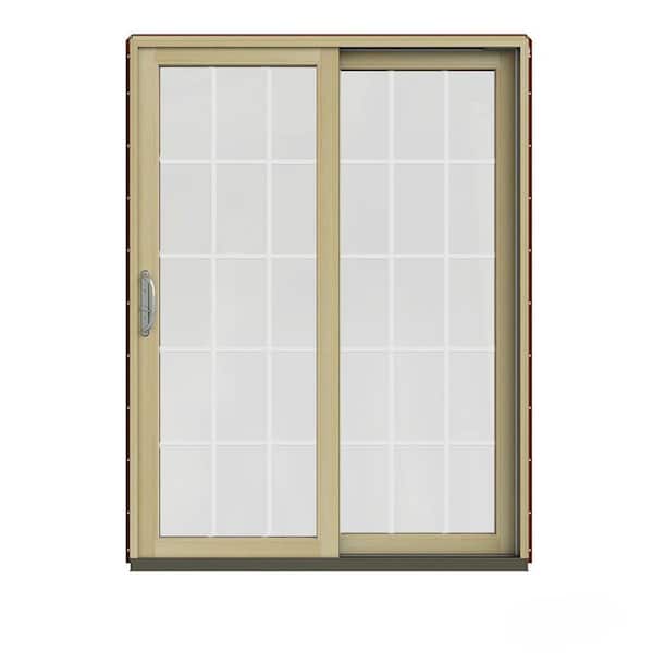 JELD-WEN 60 in. x 80 in. W-2500 Contemporary Red Clad Wood Right-Hand 15 Lite Sliding Patio Door w/Unfinished Interior