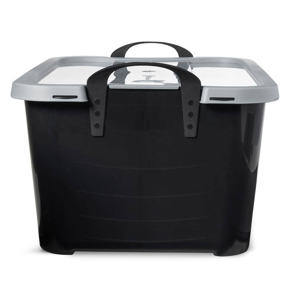 Life Story 55 Quart Black Stackable Lidded Storage Bins, Set of 6