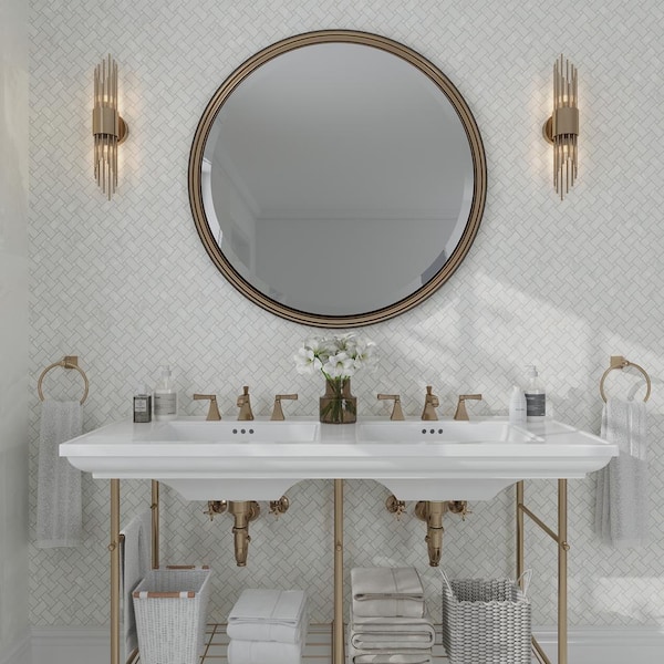 Splendor White 11.81 in. x 11.81 in. Matte Porcelain Mosaic Wall and Floor Tile (4.84 sq. ft./case) (5-pack)
