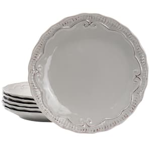 Capri 6-Piece 11 in. Scalloped Stoneware Dinner Plate Set in Grey