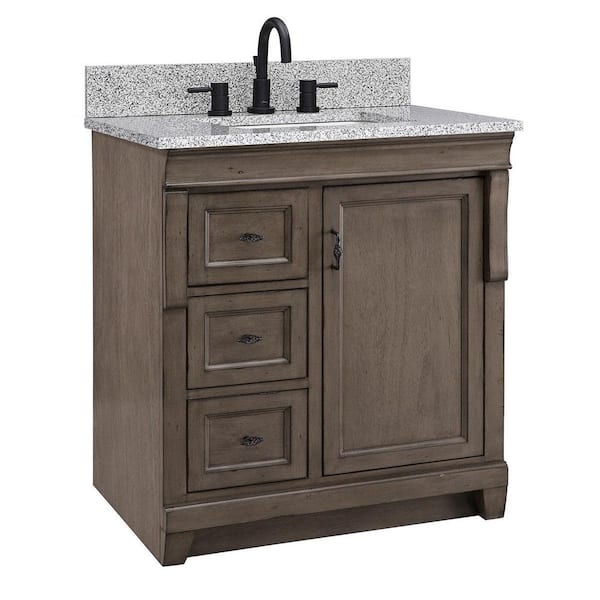 Home Decorators Collection Naples 31 in. Single Sink Distressed Gray Bath Vanity with Napoli Granite Top (Assembled)
