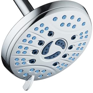 6-Spray Patterns 6 in. Single Wall Mount Fixed Shower Head Waterfall Anti-microbial in chrome