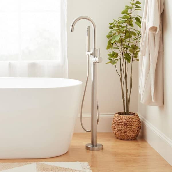 Lexia Single-Handle Floor Mounted Roman Tub Faucet in. Brushed Nickel