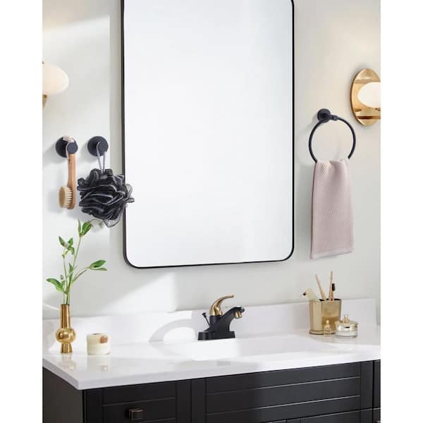 Matte Black 3-Piece Bath Hardware Set with Towel Ring and Towel/Robe Hooks in Stainless Steel