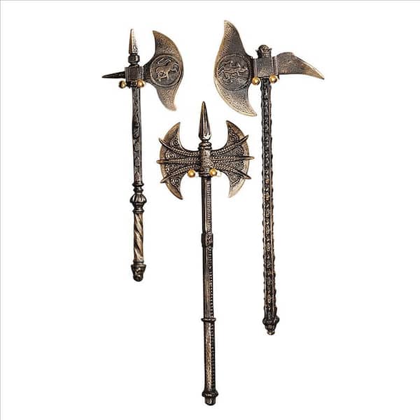 Design Toscano Violet-le-Duc Medieval Knight Cast Iron Battle Pick Axe Trio Sculpture