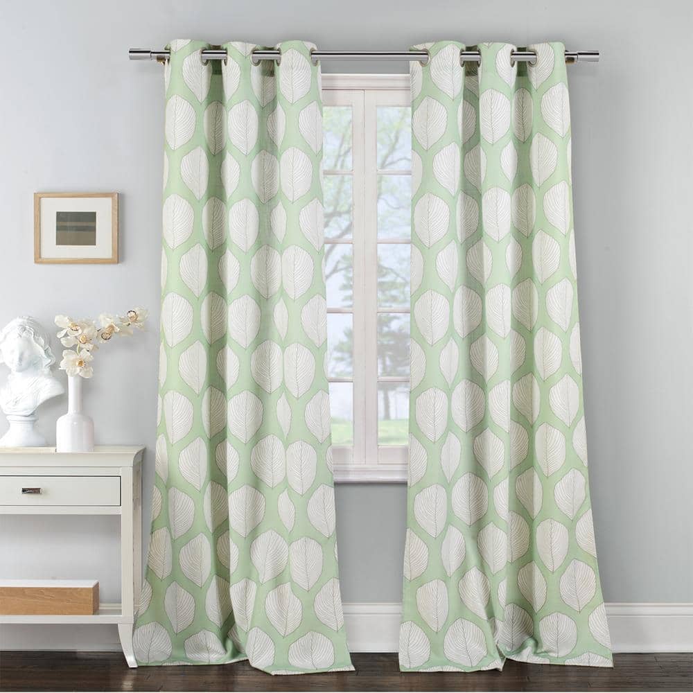 Zaria 38 in. W x 84 in. L Polyester Window Panel in Green