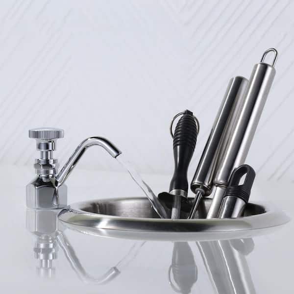 Single Handle Deck Mount Standard Kitchen Faucet, Commercial Dipper Well Faucet Set in Polished Chrome