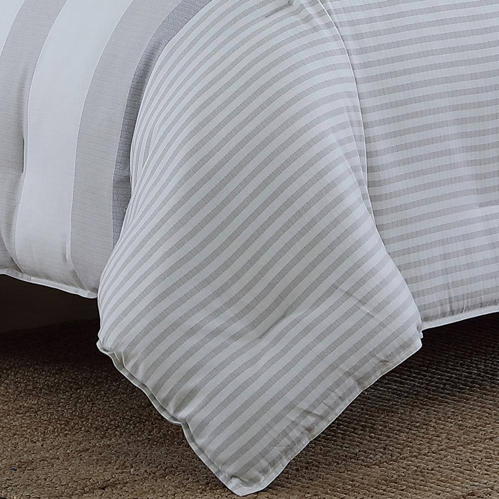 Heather Gray Twin Cotton Reversible Comforter Set with Sham