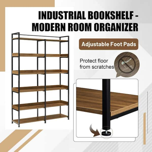 Trinity Bookshelf With Doors Industrial Bookcase With 4 Tiers Open Storage  Shelf For Bedroom, Living Room, Home Office, Brown : Target