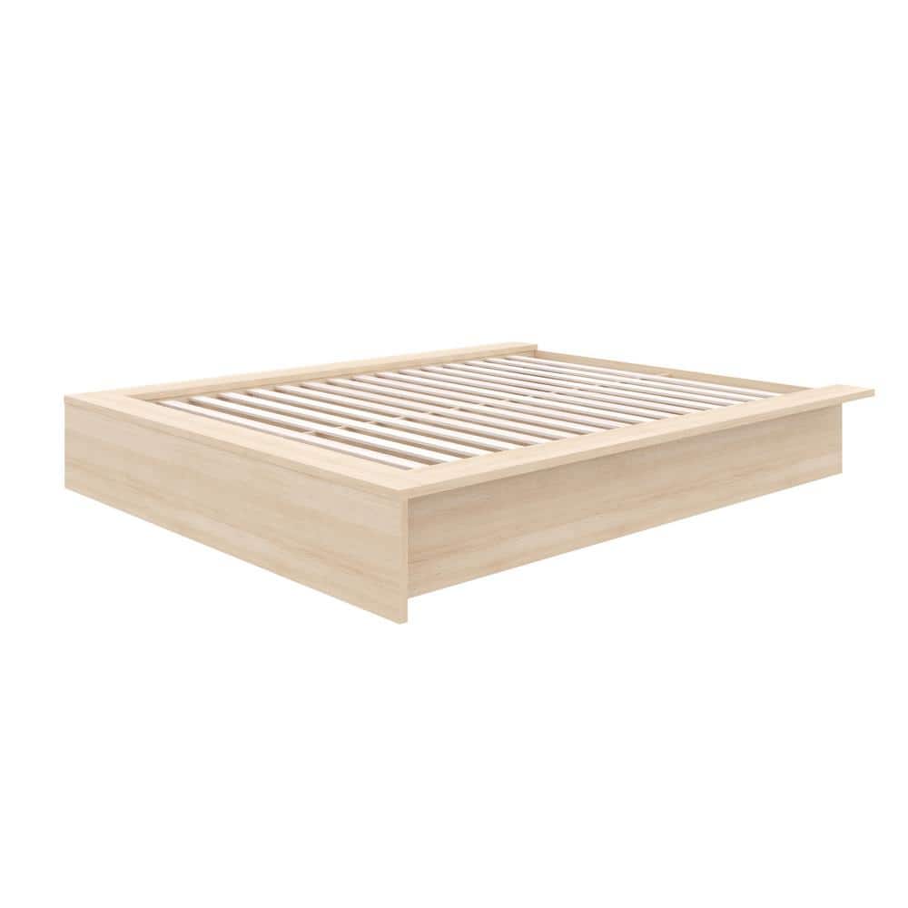 Natural Blonde Oak Queen Platform Bed with Engineered Wood Frame